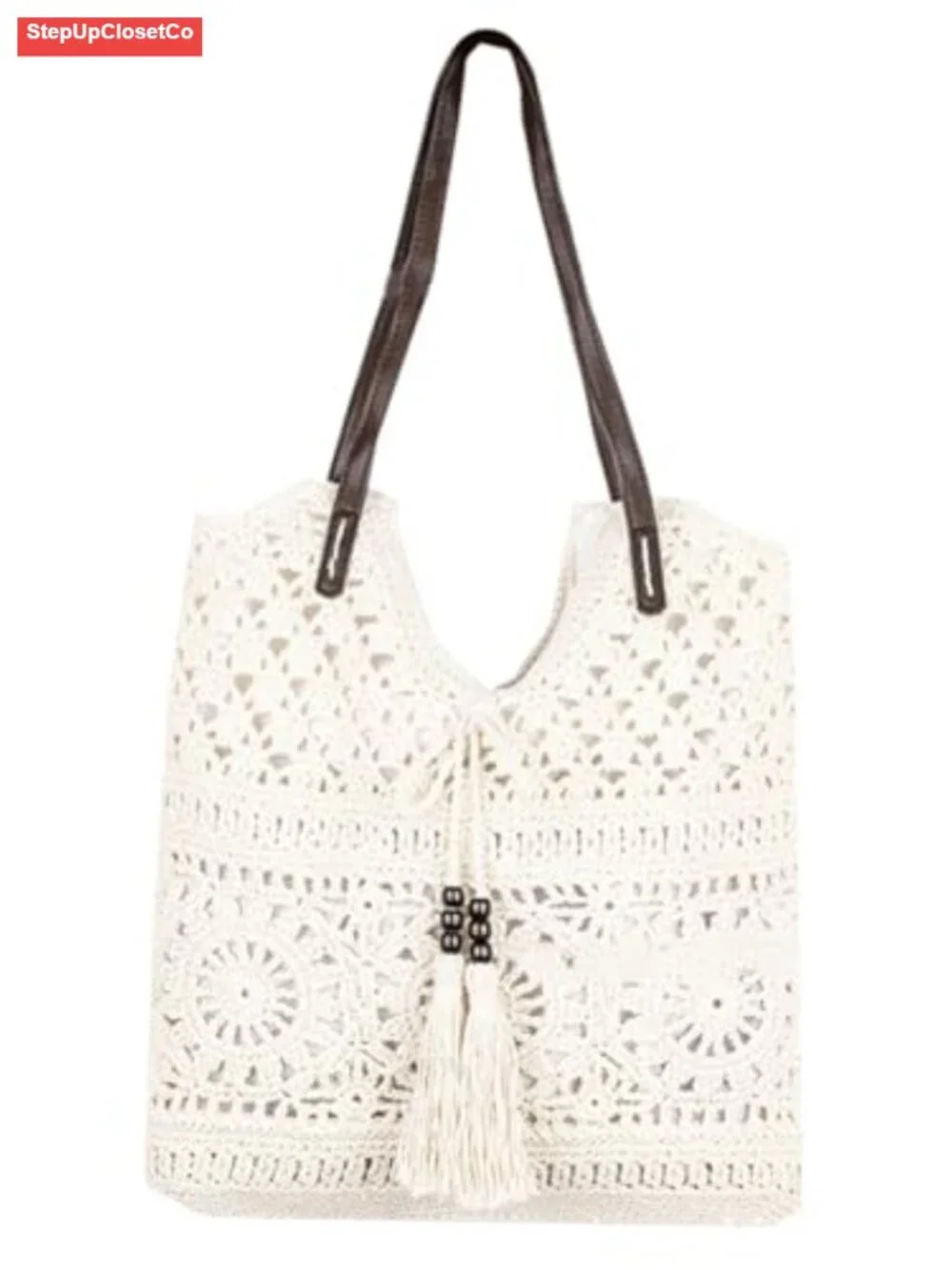 Handmade Crochet Cotton Rope Hobo Bag Women Bohemian Knit Shoulder Tote Straw
